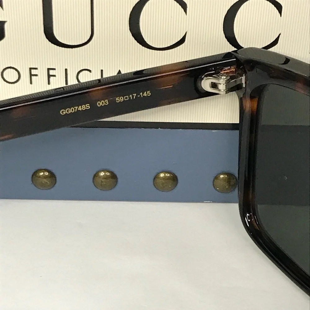 💯 - New Authentic GUCCI GG0748S 003 Tortoise Green Sunglasses